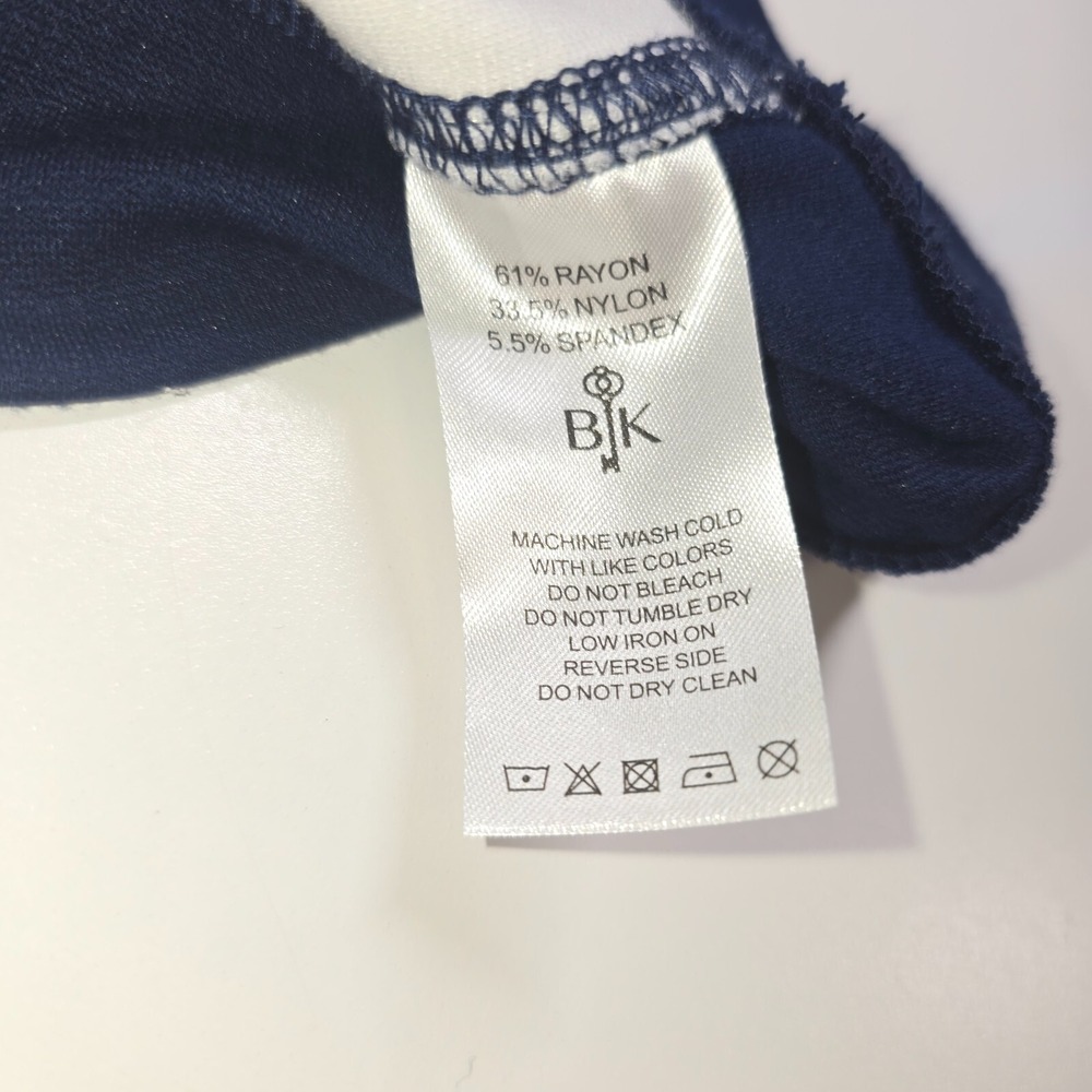 Belyn Key Women's Navy White Stripe Raglan Long Sleeve Top Size M Rayon Golf‎ - Picture 14 of 16